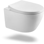 Horow - Cuvette wc Suspendu Mural sans Rebord - Cuvette Toilette céramique à Chasse d'eau Profonde - Abattant SoftClose et Siège de wc en pp avec