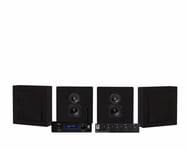 System One A50BT med SC4B &amp; 2 par DLS Flatbox Mini Svarta Vägghögt