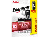 Energizer Max Aaa, Engångsbatteri, Aaa, Alkalisk, 1,5 V, 8 Styck, Cd (Kadmium), Hg (Kvicksilver)