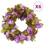 Julkransar med blommor 6 st ljuslila 250 cm