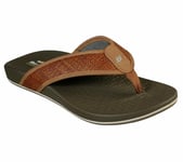 Mens Relaxed Fit Casual Comfort Brown Thong Sandals Flip Flops Skechers 65957