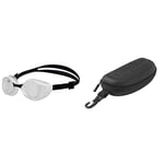Arena Unisex Goggles Air Bold Swipe, Clear-White-Black & SWIM GOGGLES CASE - ALL BLACK