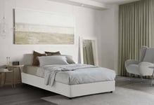 Talamo Italia - Lit double Gaia, Lit coffre avec revêtement en tissu, 100% Made in Italy, Ouverture latérale, avec matelas 120x190 cm inclus, Blanc