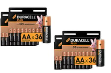 Duracell Plus AA Alkaline Batteries, 1.5 V LR06 MX1500, Pack of 36-2 Pack