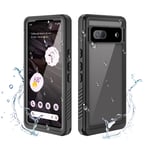 Waterproof Case for Google Pixel 7a, Heavy Duty Shockproof Protector Cover Black