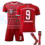 Lewandowski #9 tröja 2022-2023 Ny säsong fotboll T-shirts et för barn och ungdomar 2223 Barcelona Home Vuxna barn Komfort fotboll Tröjor Bayern Munich Home S