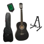 DiMavery AC-303 klassisk spansk gitarr 3/4 (svart) startpaket
