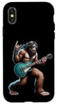 Coque pour iPhone X/XS Rock On Bigfoot jouant de la guitare électrique Sasquatch Music Band