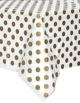 Hvit Plastduk med Gullfargede Polka Dots 274x137 cm