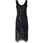 Klänning Great Gatsby Kostymfest Sekvenser Frans Vintage Klänning Black S