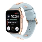 Apple Watch Series 4 44mm genuine leather rose gold fastener watch band - Baby Blue