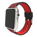 Apple Watch Series 4 44mm silicone watch band - Black Outer / Red Inside