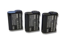 Lot de 3 batteries vhbw Li-Ion 2000mAh (7.0V) pour appareil photo Nikon 1 V1, Coolpix D7000, D800, D800E, Digital SLR D800 comme EN-EL15.