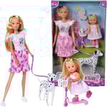 Steffi Love dalmatisk docka + Evi Love - 2 dockor 29 och 12 cm - 2 dalmatiska figurer - Evi skoter - 3 år