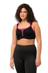 Ulla Popken Femme Soutien-Gorge de Sport, sans Armatures. en Microfibre avec empiècement en Maille. Bonnet C - D Noir 95C 811535100-95C