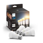 Philips Hue White Ambiance, ampoule LED connectée E27, équivalent 60W, 800 lumen, Pack de 4, compatible Bluetooth, fonctionne avec Alexa, Google Assistant et Apple Homekit
