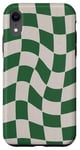 iPhone XR Retro Wavy Forest Sage Green Checkered Checkerboard Case