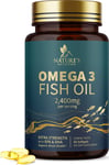 Triple Strength Omega 3 Fish Oil 2400 Mg Softgels, Nature'S Fish Oil Supplements