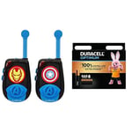 LexibookMarvelTheAvengersIronManWalkie-talkies2km,MorseLightfunction,2channels,Beltclipfortransport,Battery,Black/Blue,TW25AV + Duracell Optimum AAA Batteries (8 pack) - Alkaline Batteries 1.5V - Up T