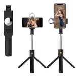 INF Selfie-stick / mobil stativ med fjernbetjening og lampe