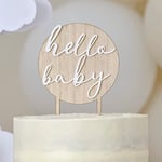 Ginger Ray Hello Baby Décoration de gâteau en bois et acrylique pour fête prénatale Marron/crème