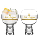 iStyle My Home 2 Piece Ikonic Ladyship Gin Glasses Set - Decorated Short Stem Spanish Balloon Copa de Balon Gin and Tonic Glass - 540ml
