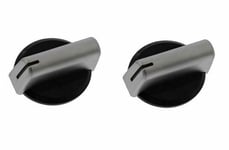 Baumatic Cooker Oven Knob Black Silver Hob Control Switch Dial A48C x 2 Knobs