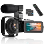 Video Camera Camcorder, 2.7K Ultra HD 36MP Vlogging Camera for Youtube IR Night Vision 3.0 Inch IPS Touch Screen 16X Digital Zoom Camera Recorder with Microphone, Remote Control, 2 Batteries