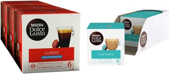 Nescafe Dolce Gusto Lungo Decaff Coffee Pods (Pack of 3, Total 48 Capsules) & Ne