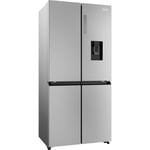Haier HCR3818EWMM 83cm Four Door French Style Fridge Freezer With Non Plumbed Water Dispenser - PLATINUM INOX