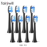 8 Pack Fairywill Electric Toothbrush Replacement Heads P11 P11 Plus Soft Genuine