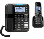 AMPLICOMMS BigTel 1580 Combo Corded Phone & Cordless Extension Handset, Black