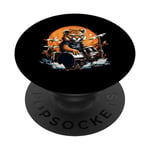 Tiger Playing Drums - Animal Tiger Lover Drum set PopSockets Swappable PopGrip