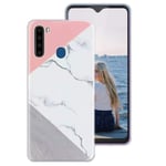 Pnakqil Blackview A80 Pro Case Clear Transparent with Pattern Cute Silicone Shockproof Soft Gel TPU Ultra Thin Rubber Protective Back Phone Case Cover for Blackview A80 Pro, Marble Pink White
