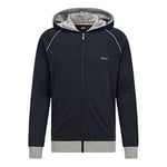 BOSS Mens Mix&Match Jacket H Stretch-cotton hooded jacket with logo and piping Blue