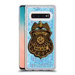 Head Case Designs Officially Licensed Batman Arkham Knight Gotham City Police Badge Graphics Light Blue Clear Hybrid Liquid Glitter Compatible With Samsung Galaxy S10