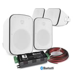 Garden Sound System - 4 x BD50W White Wall Speakers with Bluetooth Amplifier