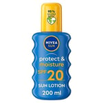 NIVEA SUN Protect & Moisture Sun Spray SPF 20 200 ml Sun Cream with Vitamin E...