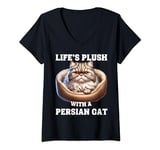Womens Life’s plush with a Persian Cat V-Neck T-Shirt