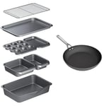 MasterClass Smart Space Stacking Non-Stick Bakeware Set, 7 Piece Baking Trays, Gift Boxed & Ninja ZEROSTICK Cookware 20cm Frying Pan, Long Lasting, Non-Stick Hard Anodised Aluminium