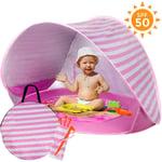 Baby Beach Tent with Built-in Pool - Ultralight Automatic Pop Up Tent UPF 50+ Beach Shade UV Protection Sun Shelters with Carry Bag for Toddler, Infant, Aged 0-3