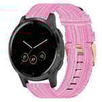 För Garmin Vivoactive 4s 18mm Nylon Woven Watch Band Pink
