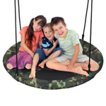 COSTWAY Nest Swing, Hanging Tree Swing Seat with Length Adjustable Ropes, Soft Seating, Kids Swing Set for Indoor Garden Playground, 150kg Capacity (Camouflage)