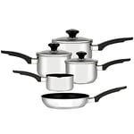 Prestige Everyday Milkpan, Saucepan and Frypan Set of 5 - 5 year guarantee, Silver