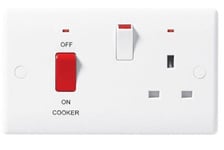BG Nexus 870 - Slimline 45 Amp Cooker Switch & Plug Socket White With Neon