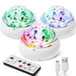 THOVAS Disco Ball Party Light with Remote Control, Sound Activated Compact Stage Light with USB Power Cable,DJ Lighting Rechargeable Mini Dance Light, 3 Packs