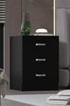 Tunis 3 Drawer Chest Of Drawers Bedside - Matt Black