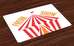 Freak Show Place Mats Set of 4 Stripes Flag Circus Tent