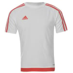 Adidas 3 Stripe Estro Football T Shirt Junior Boys Climalite 9 - 10 Yrs