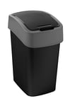 Curver "Flip Multipurpose-Waste Bin, Black/Grey, 25 Litre